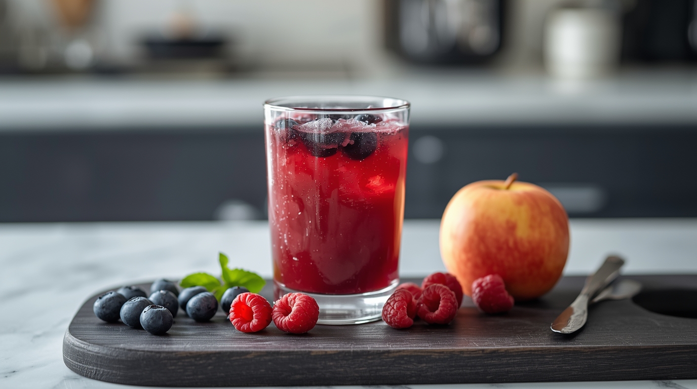 Beeren-Juice mit Heidelbeeren und Himbeeren