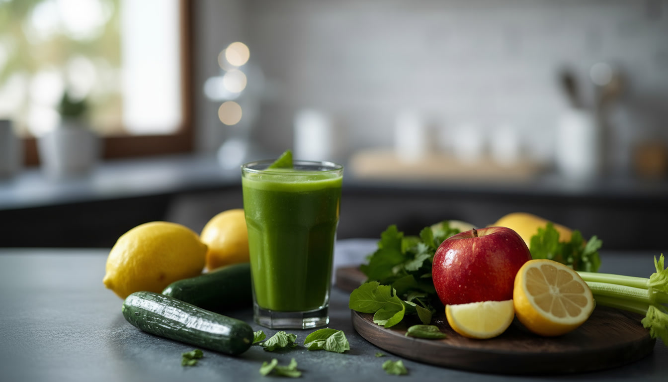 Grüner Saft mit Spinat und Gurke